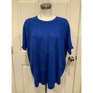 Diane Von Furstenberg Blue Wool & Silk Blend Batwing Sweater, Size P/S
